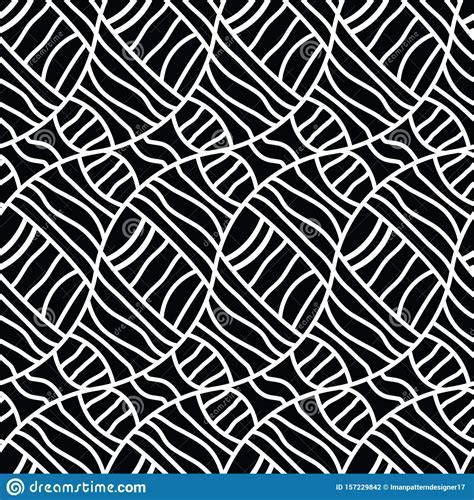 Organic Black And White Geometric Abstract Seamless Pattern Tile