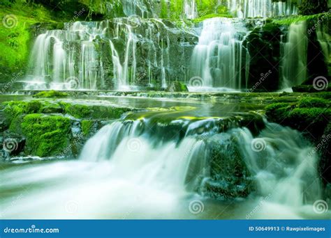 Cascading Waterfall Greenery Beautiful Nature Concept Stock Image