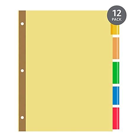 Amazon Basics 3 Ring Binder Dividers With 5 Tabs Paper Binder Dividers