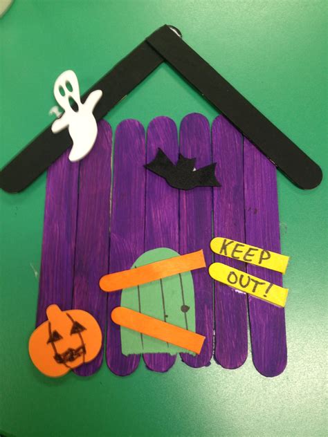 Halloween Haunted House Popsicle Stick Craft Fall Halloween Crafts