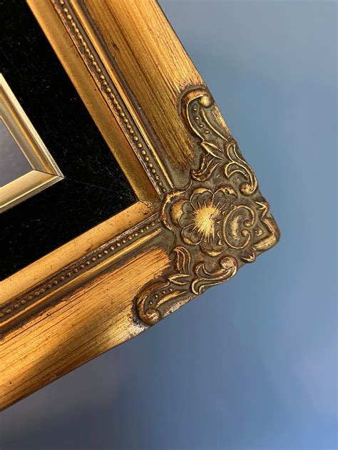 Vintage Gold Wooden Ornate Photo Frame With Velvet Trim 8 X 10 Etsy