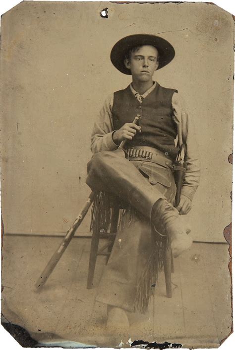 Ca 1860 80 Tintype Portrait Of A Sullen Gentleman Cowboy In Fringed