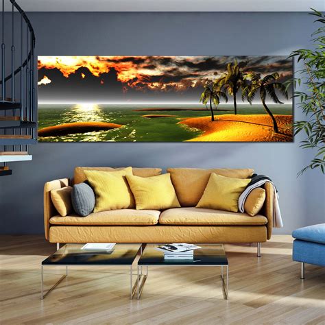 Landscape Canvas Wall Art Hawaiian Beach Sunset Panoramic Tropical