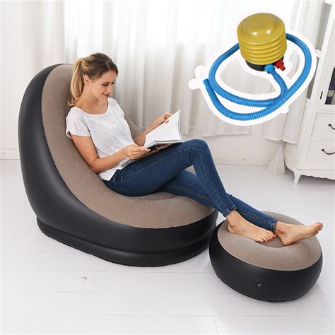Simple 2 Set Portable Lazy Inflatable Sofa Outdoor Beach Fashion High