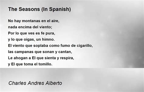 The Seasons In Spanish The Seasons In Spanish Poem By Charles