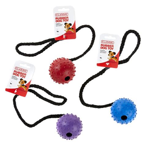Classic Pet Products Rubber Pimple Dog Puppy Play Ball On Rope 5cm