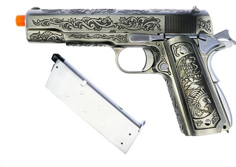 Pistola Airsoft 1911 We Gbb Pattern Silver Floral 6mm Full Metal