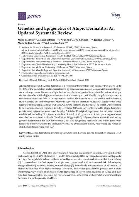 Pdf Genetics And Epigenetics Of Atopic Dermatitis An Updated
