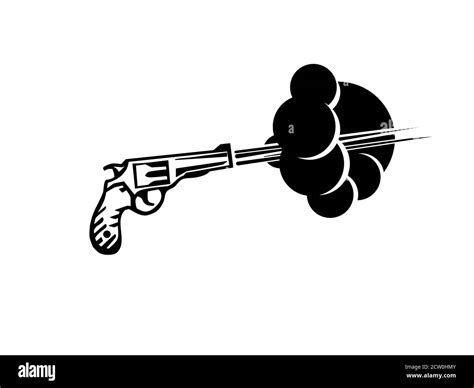 Revolver Disparar Ilustración Vectorial Dibujo De Tiro De Pistola