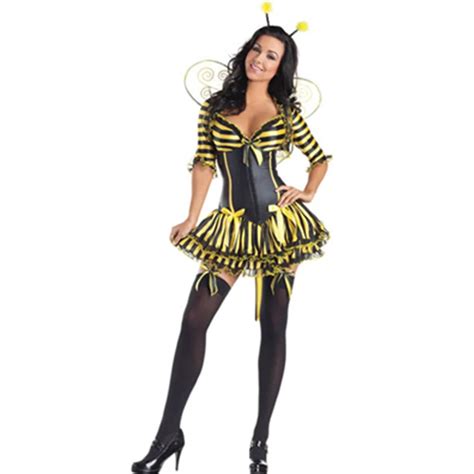 Sassy Best Seller Yellow And Black Striped Ruffle Hem Skirt Adult Bee Costume Halloween Queen