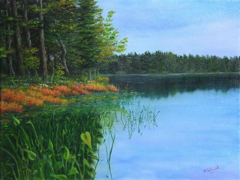 Quiet Lake Painting By Michael Gibson