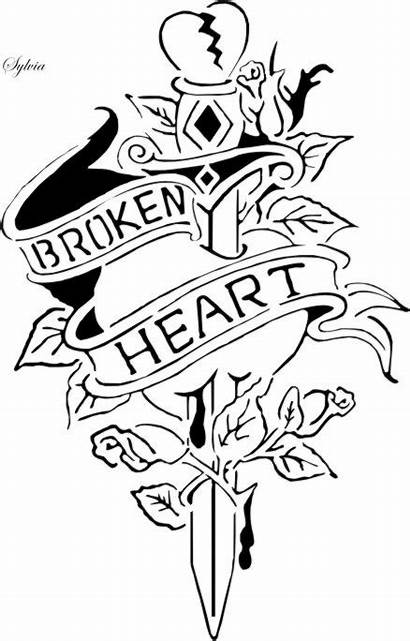 Broken Heart Coloring Pages Tattoo Designs Patterns