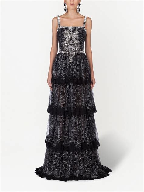 Dolce And Gabbana Bow Crystal Embellished Evening Gown Farfetch