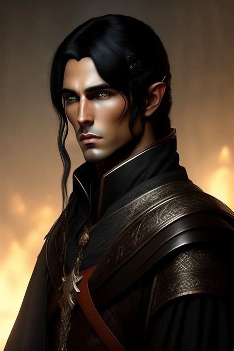 Lexica Elf Male Black Hair Medieval Style Black Clothes