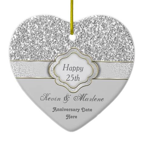 Check out our silver wedding gift selection for the very best in unique or custom, handmade pieces from our gifts for the couple shops. Silver CUSTOM 25th ANNIVERSARY GIFT ORNAMENT | Zazzle.com ...