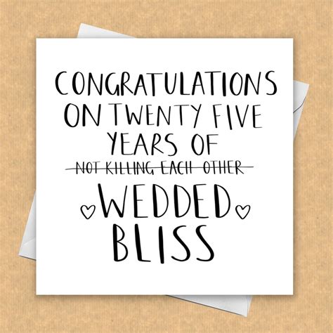 Funny Anniversary Card Silver Wedding Anniversary Etsy