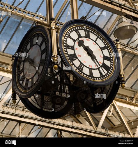 The Famous 4 Sided Clock Hanging In The Concourse At Waterloo Station