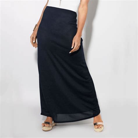 Womens Ladies Maxi Skirt High Waist A Line Long Knit Stretch Bodycon