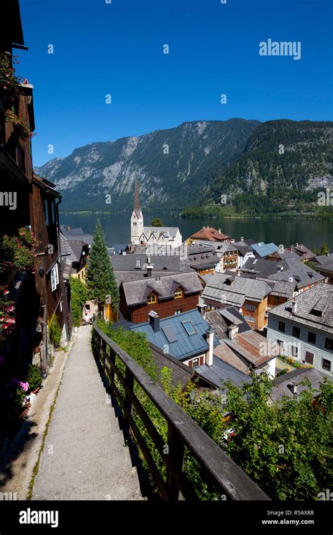 Elevated View Over Village And Lake Hallstatt Hallstattersee