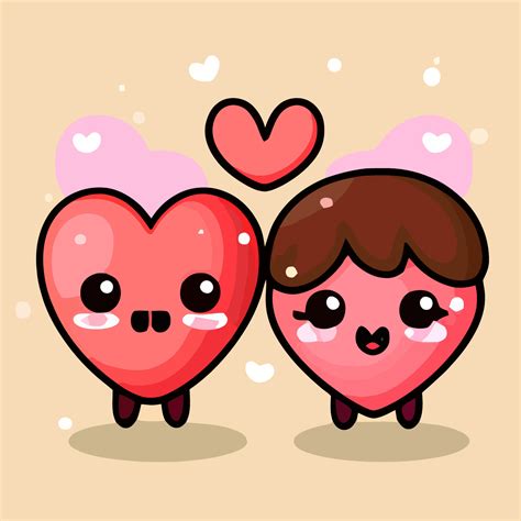 cute chibi heart couple in love valentine kawaii illustration for valentines day 17048231 vector