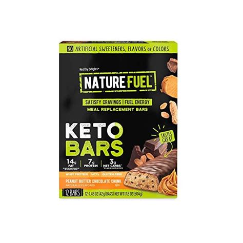 Nature Fuel Low Carb Meal Replacement Bar Keto Friendly Snack For Weight Loss With 0g Added