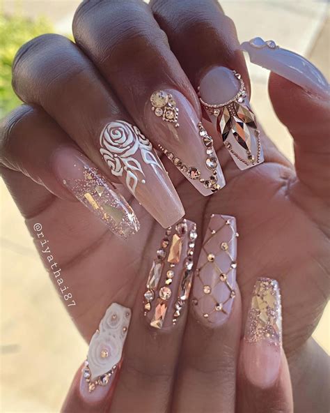 nail designs with rhinestones add some sparkle to your nails