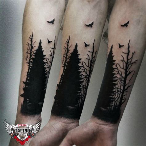 forest tattoo on forearm blackwork by eduard nidzveckiy forest tattoos classy tattoos tattoos