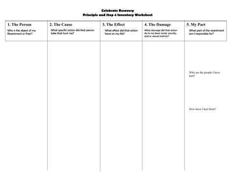 4th Step Aa Worksheets Library