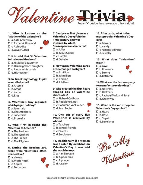 Valentines Day Trivia I