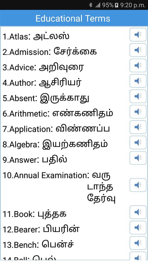 Some of these examples may show the adjective use. Daily Words English to Tamil for Android - APK Download