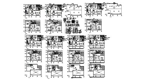 Multi Story Apartment Building All Floor Distribution Plan Cad Drawing