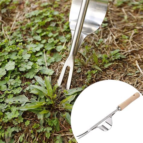 Garden Manual Weeder Stainless Steel Weeding Tool With Wooden Handle