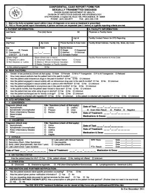 Fillable Online Health Ri Sexually Transmitted Disease Case Report Form