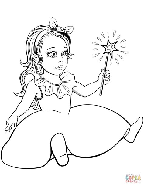Download or print this coloring page in one click: Doll with Magic Wand coloring page | Free Printable ...