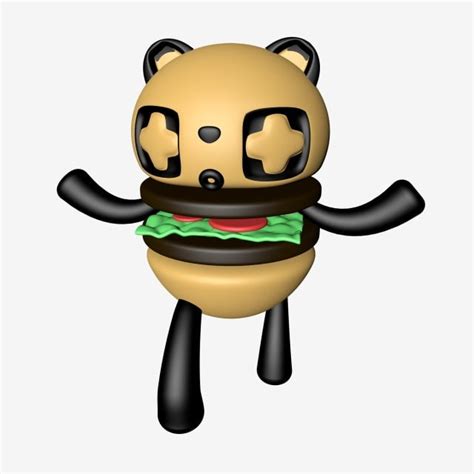 รูปวัสดุของเล่นแบบจำลอง 3d Burger Panda C4d Png 3d เบอร์เกอร์ แพนด้า