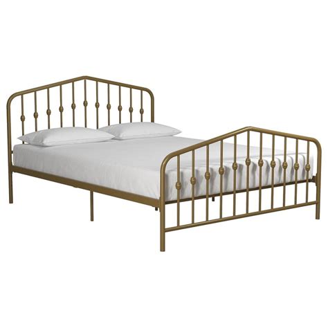 Buy ⭐ Novogratz Bushwick Metal Bed Gold Full ⌛ Bedroom Furniture Shop