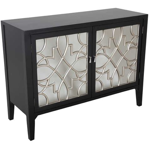 Black Mirrored Accent Cabinet Home Accents