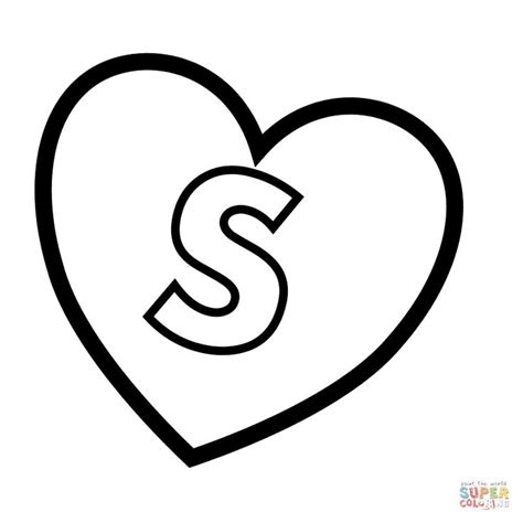 Letter S In Heart Coloring Page From Valentines Day English Alphabet