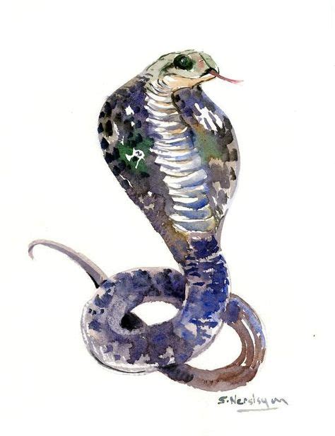 Cobra Snake 12 X 9 In Original Watercolor Painting Brush Strokes