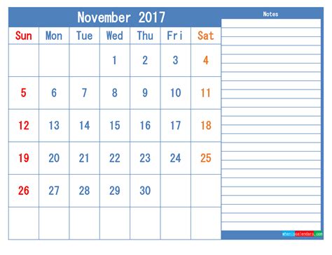 Printable Calendar 2017 November As Pdf Image