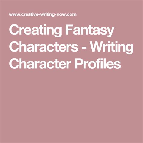 Creating Fantasy Characters Writing Character Profiles Writing