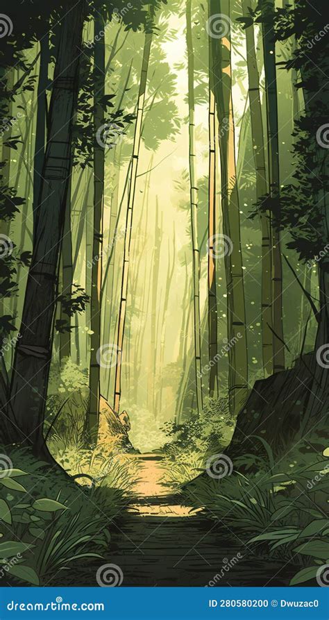 Lofi Forest Landscape Wallpaper Background Design Anime Manga Style