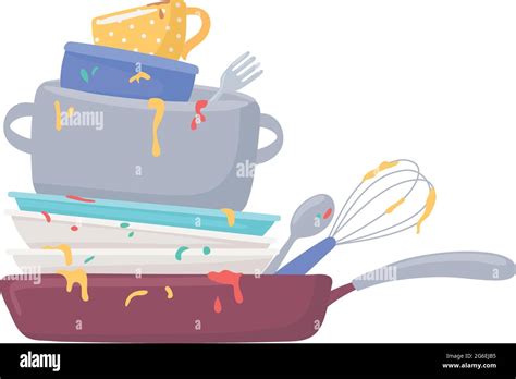 Stack Of Dirty Dishes Stock Vector Image Art Alamy
