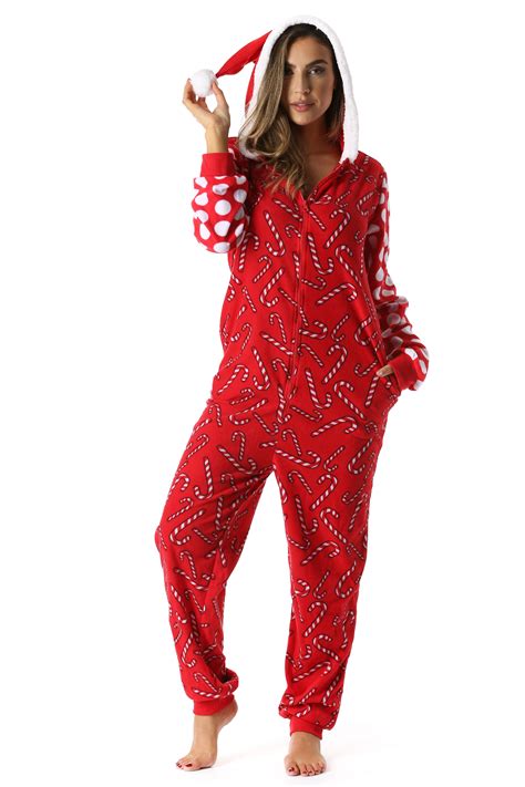Followme Followme Adult Christmas Onesie For Women Jumpsuit One Piece Pajamas Candy Cane