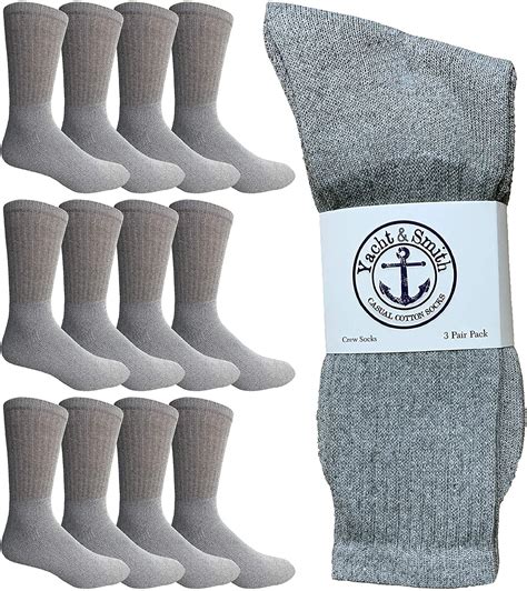 Yacht And Smith 12 Pairs Mens Cotton Crew Socks Solid Athletic Sports
