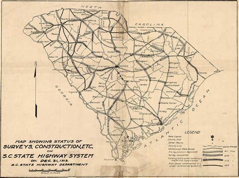 South Carolina Roads And Highways Sc Road Map 1919