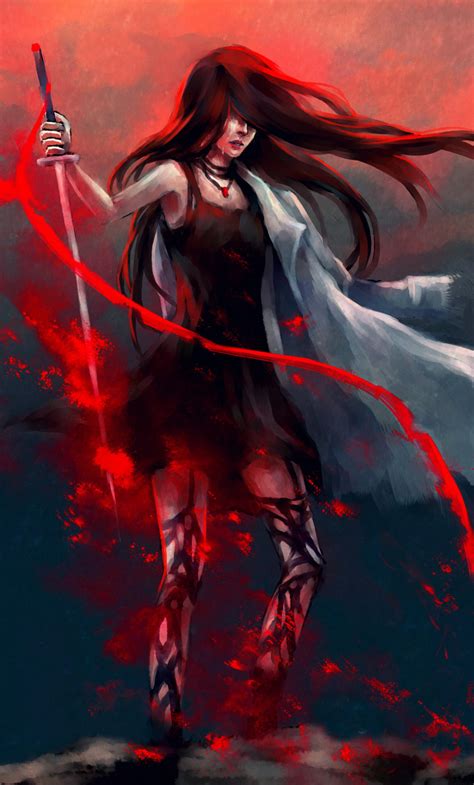 Anime Girl Katana Warrior With Sword Wallpaper Hd Ani