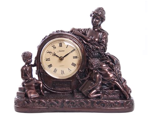 Juliana Dark Bronze Resin Mantel Clock Lady With Small Baby New Ebay