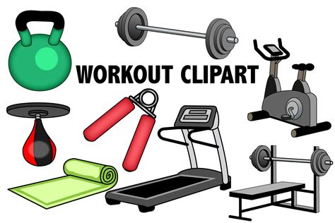 Workout Clipart Gym Clipart Workout Equipment Exercise Clipart Fitness