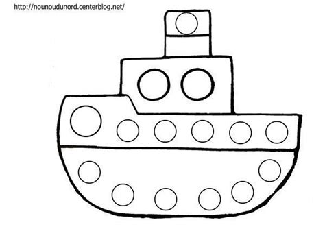 Coloriage à Gommettes Le Bateau Dessiné Par Nounoudunord